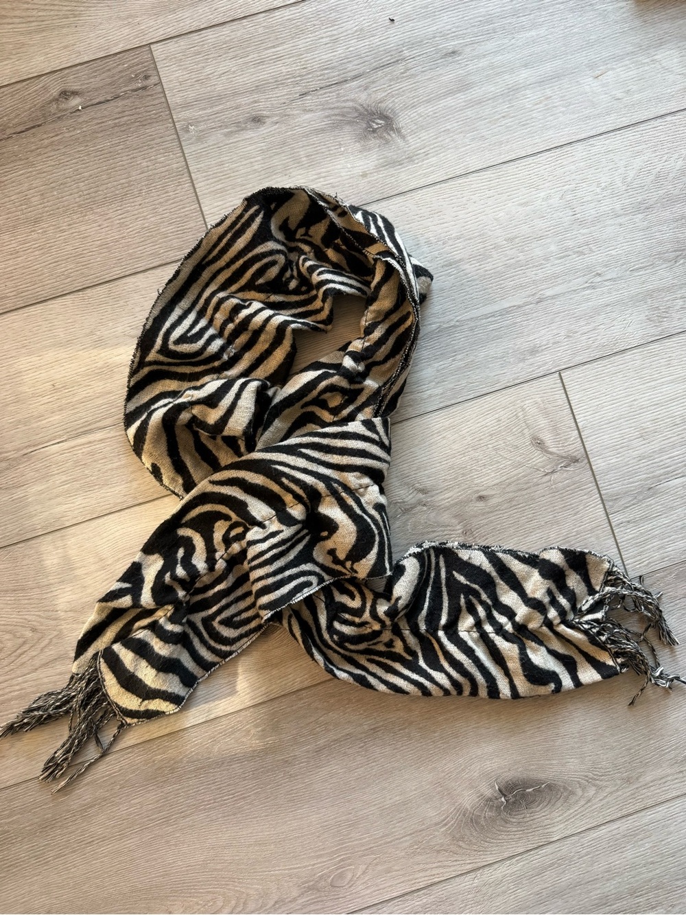 Merona Black and Cream Zebra Print Scarf
